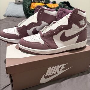 Jordan Men’s High-Top Sneakers in Dusty Rose and White